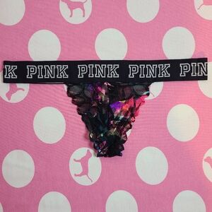VS PINK Logo Band Lace Thong Panty Size Sm